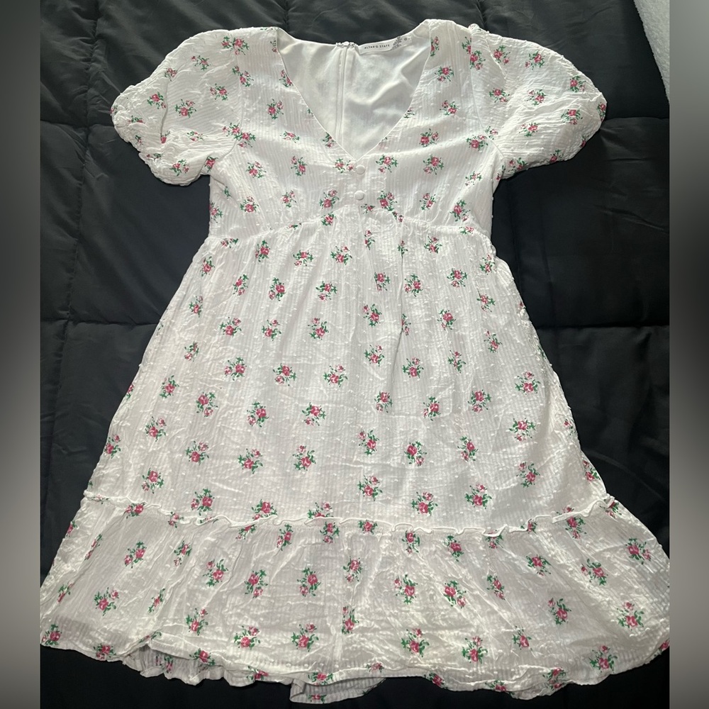 Altar’d State Floral White Dress with Pink Accents, Size XS